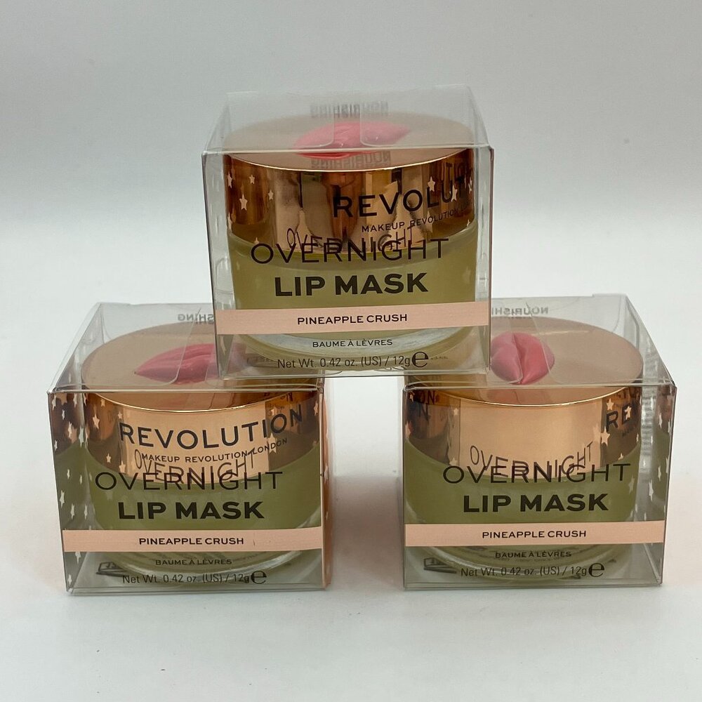 Revolution Overnight Dream Kiss Lip Mask Pineapple Crush 0.42 OZ Lot Of 3 Pieces
